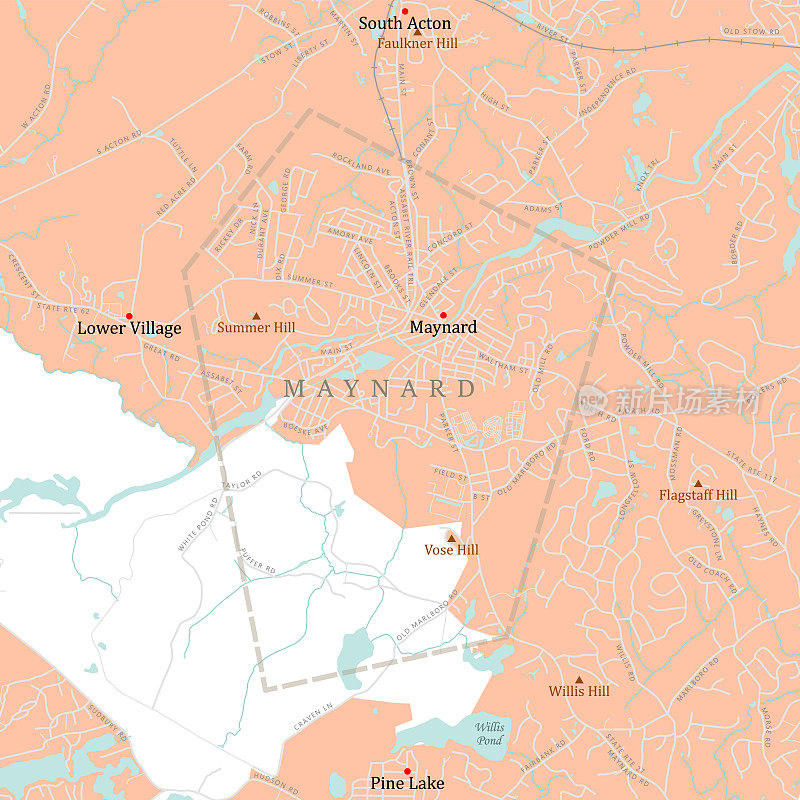 MA Middlesex Maynard矢量路线图